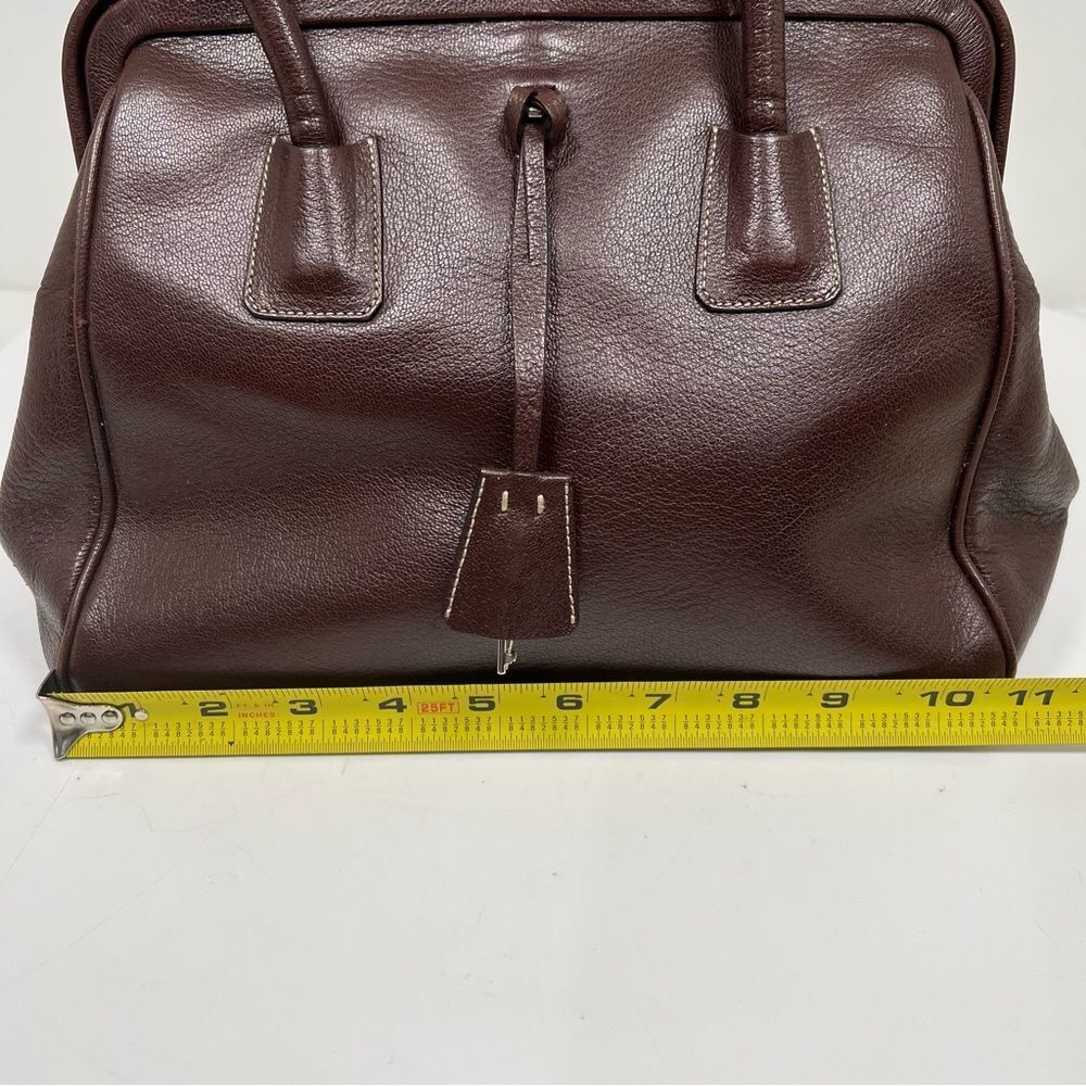 PRADA MADRAS CERNIERA DOCTOR BAG SATCHEL Red Brown LEATHER With A TOP HANDLE - Picture 14 of 16